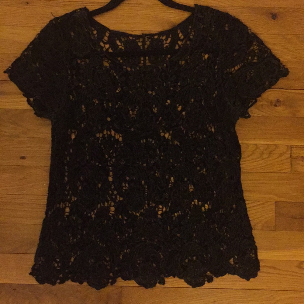 Crochet black floral top